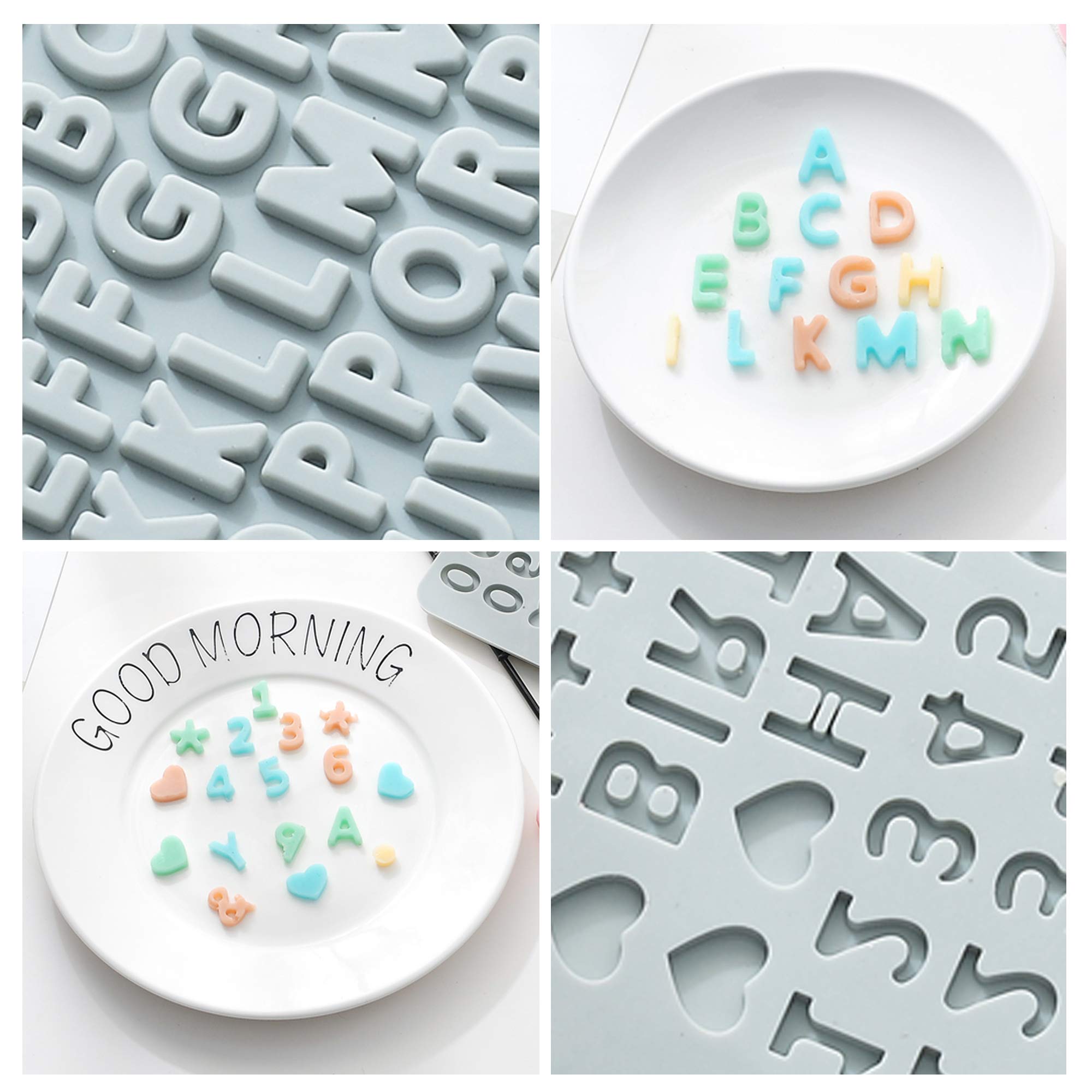 Verdental Silicone Alphabet Letter Molds & Number Candy Molds Set of 2 - Non-Stick Chocolate, Gummy, Ice Cube Molds for Birthday Cake Decorations (Blue) - Perfect for DIY Desserts, Party Treats & Baking Crafts
