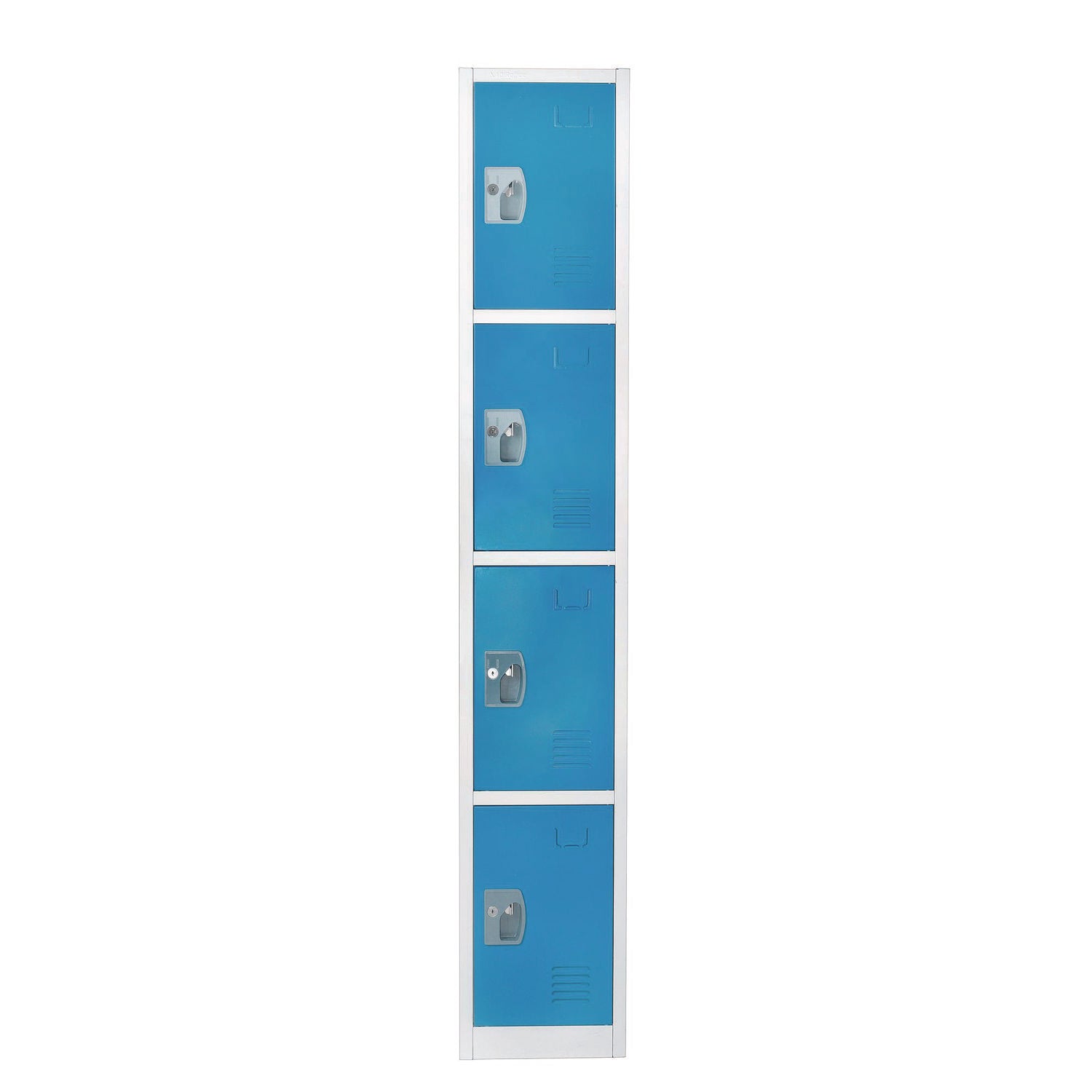 Steel Storage Locker with 4 Compartments - 12 x 12 x 72 Inches, Blue - Heavy-Duty School Gym & Office Organization Locker for Sports Equipment, Books & Supplies