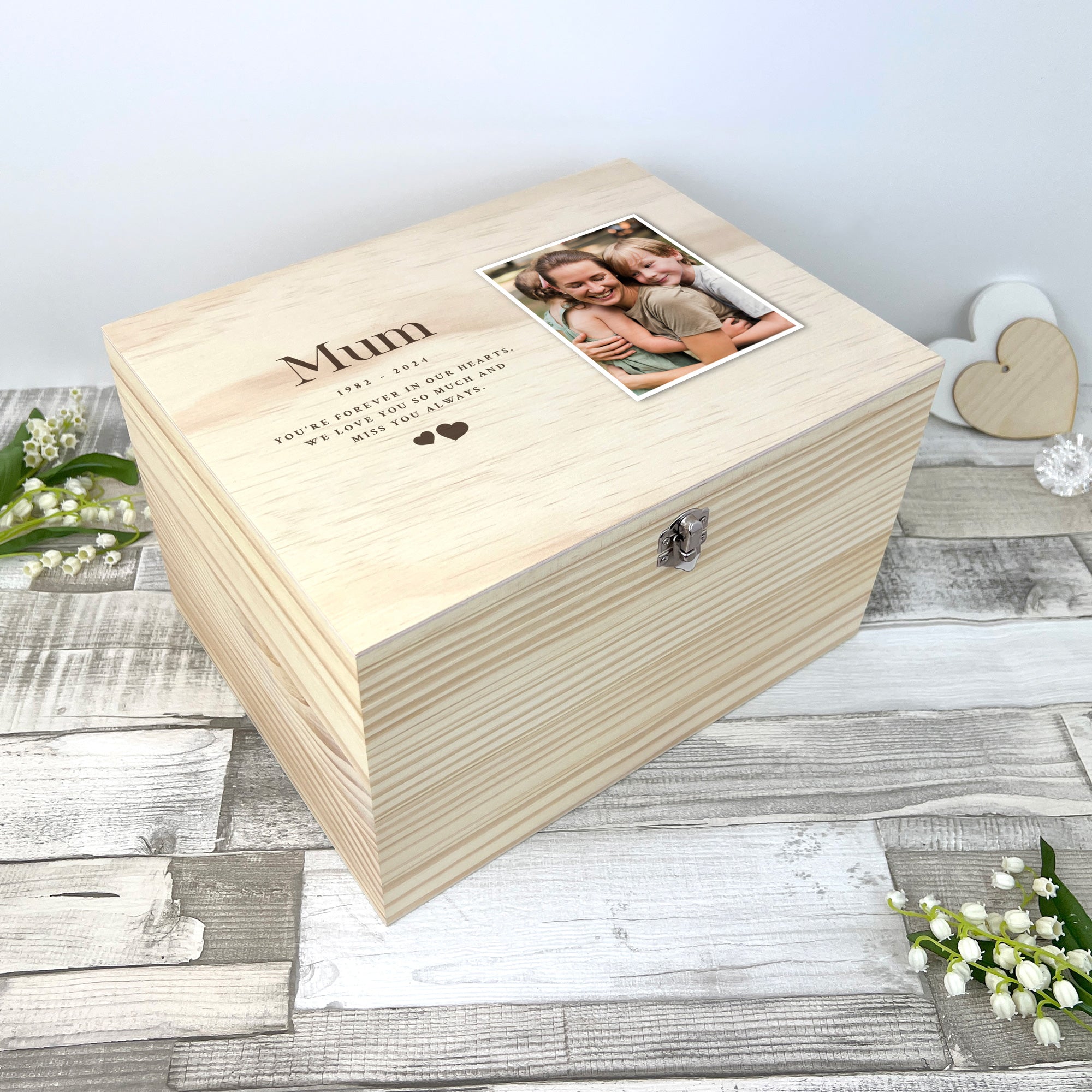 Personalized Memorial Photo Keepsake Box - 5 Sizes (16cm, 20cm, 26cm, 30cm, 36cm) for Cherished Memories - Perfect for Funeral, Memorial Service & Family Heirloom Preservation