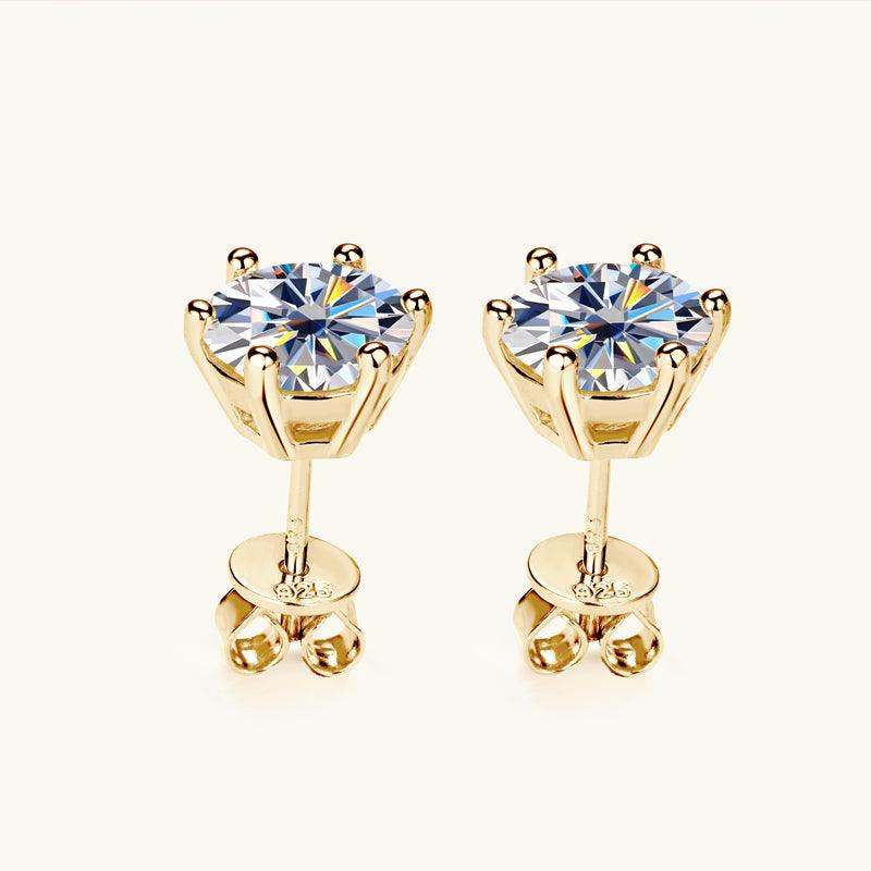 Classic Six Prong Moissanite Stud Earrings for Women | 1ct Round Cut Diamond Simulant Earrings | Hypoallergenic 925 Sterling Silver | Perfect for Wedding, Anniversary & Everyday Wear