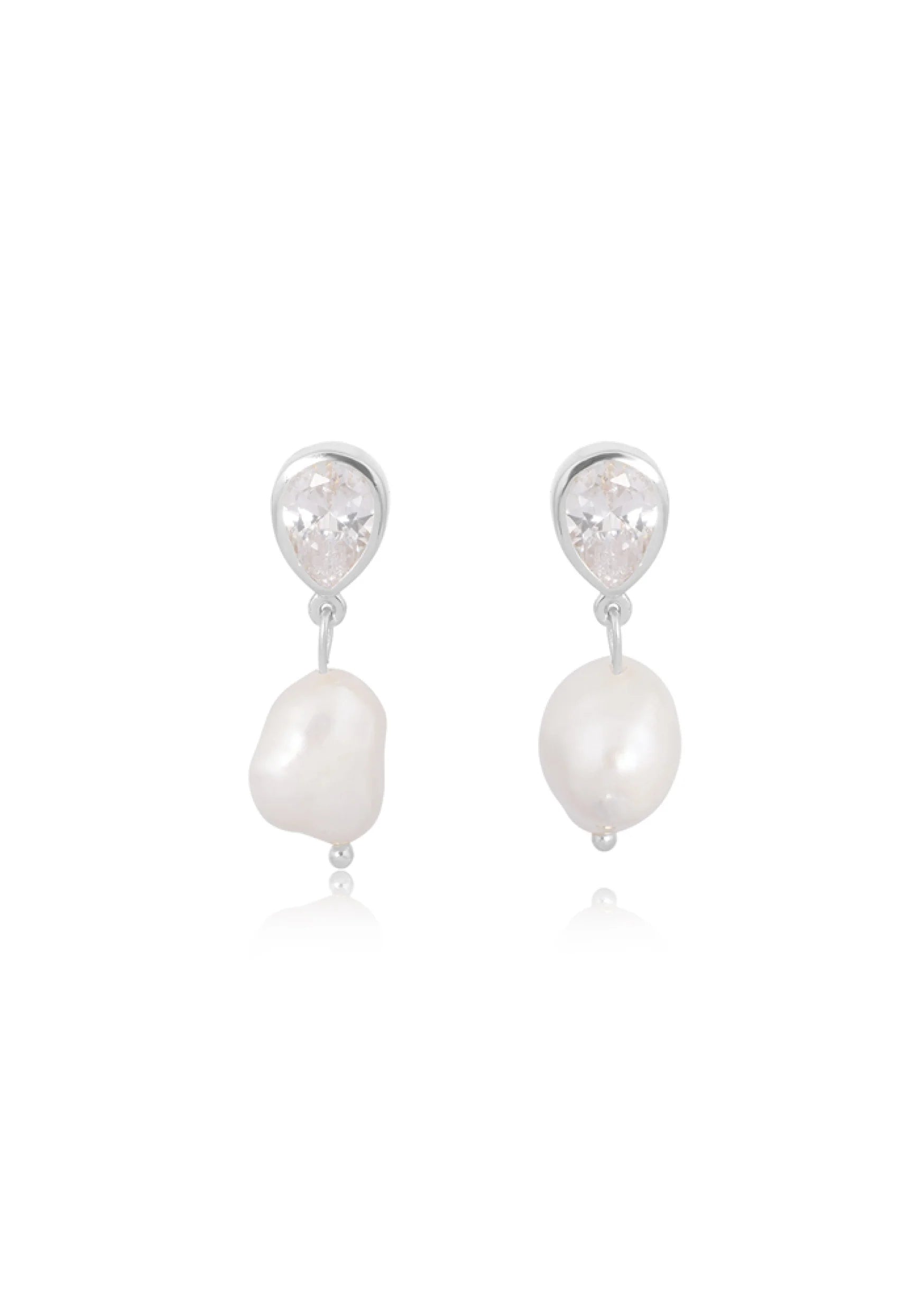 Lola Knight Oceane Pearl & Teardrop Crystal Earrings - Sterling Silver Dangle Earrings for Women, Elegant Jewelry Gift for Bridesmaids, Wedding, Party & Special Occasions