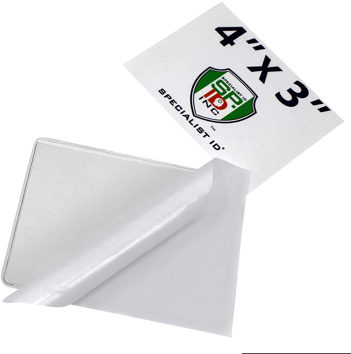 100 Pack Clear Adhesive Parking Permit Holders for Car Windshield - Vinyl Plastic Tag Pouch Protects Parking Placards, Passes, Decals & Stickers (4
