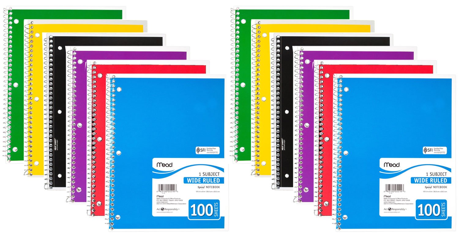 Mead Spiral Notebook 1 Subject Wide Ruled - 100 Sheets 8