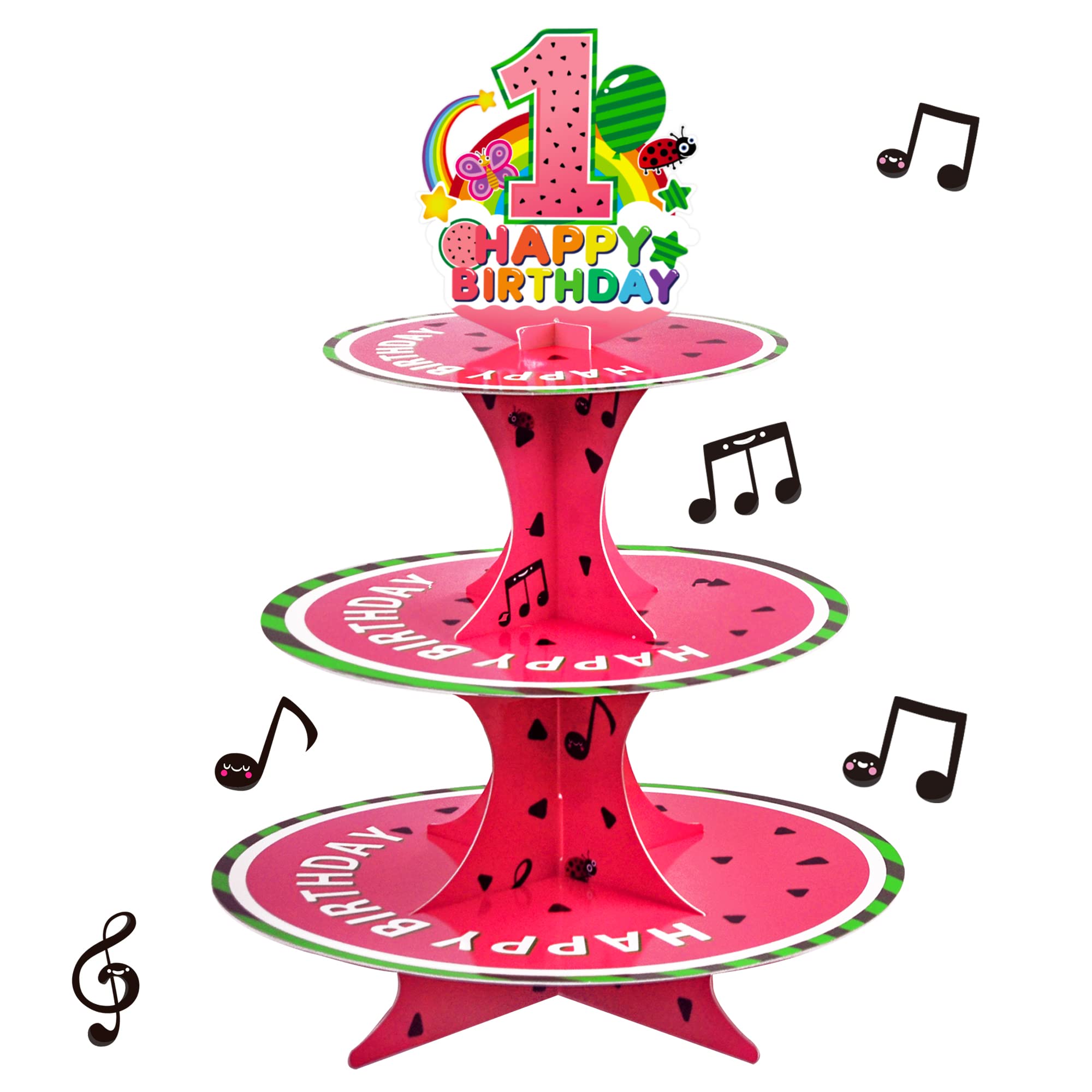 Watermelon Party Supplies Cupcake Stand - 1st Birthday Cake Stand for Kids, Baby Shower & Coco Themed Party Decorations | Perfect for Summer Parties, Kids Birthday Celebrations & Baby Showers
