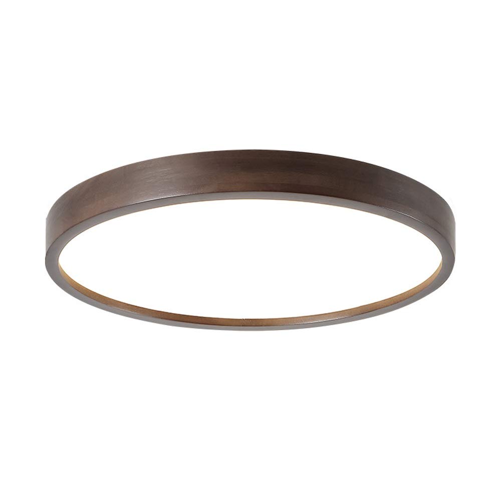 OUUED 12 Inch Round Walnut Wooden LED Ceiling Light Fixture 18W Flush Mount IP65 Waterproof for Kitchen, Hallway, Bathroom, Stairwell - Modern Lighting for Home, Office & Restaurant Decor