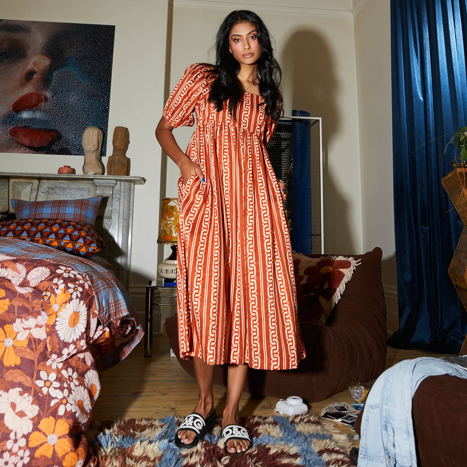 Fidel Puff Sleeve Maxi Dress for Women - Elegant Long Flowy Summer Dress with Ruffle Details | Perfect for Beach Vacation, Wedding Guest, and Date Night Outfits