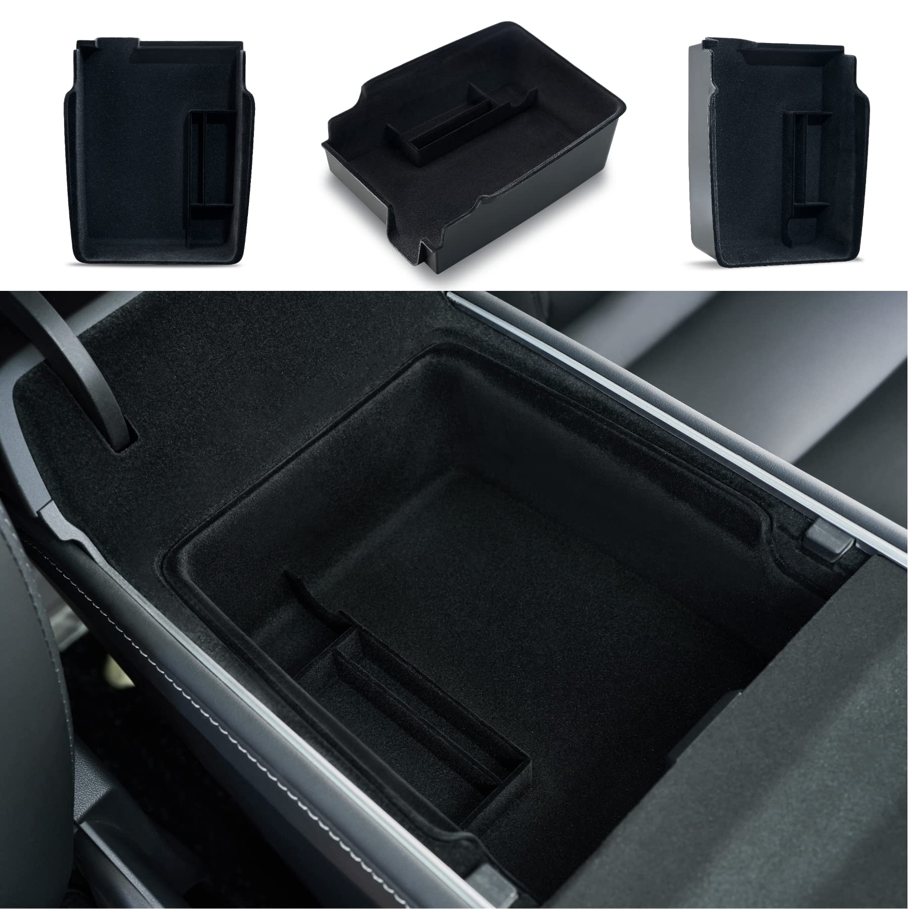 3-Piece Center Console Organizer Tray for Tesla Model 3 & Model Y (2021-2022) - Premium Interior Storage Accessories | Perfect for Road Trips & Daily Commute