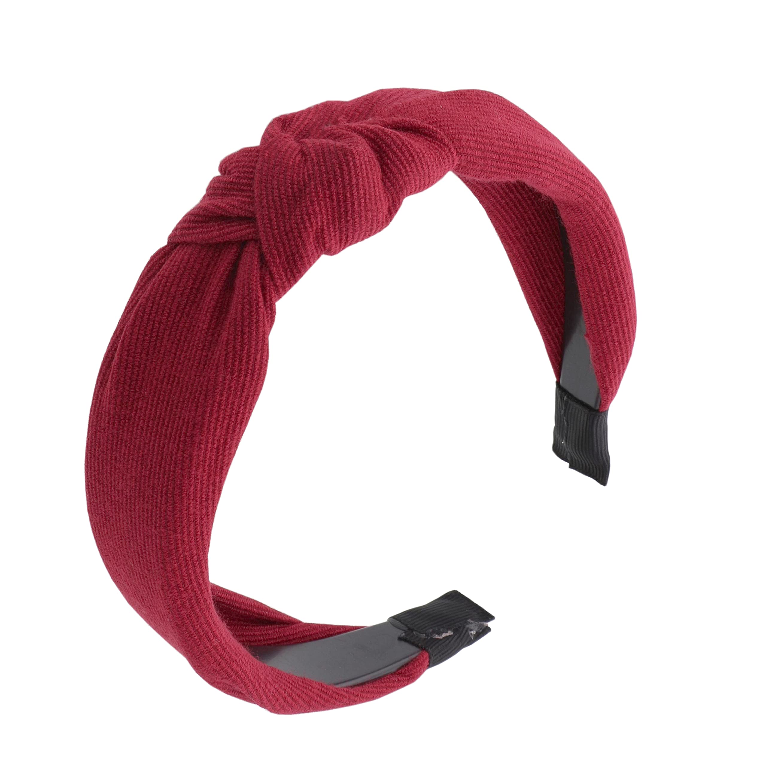 Soft Textured Cotton Knot Headband Wide Turban Headband for Women and Girls - Red, Perfect for Yoga, Workouts, and Casual Styling
