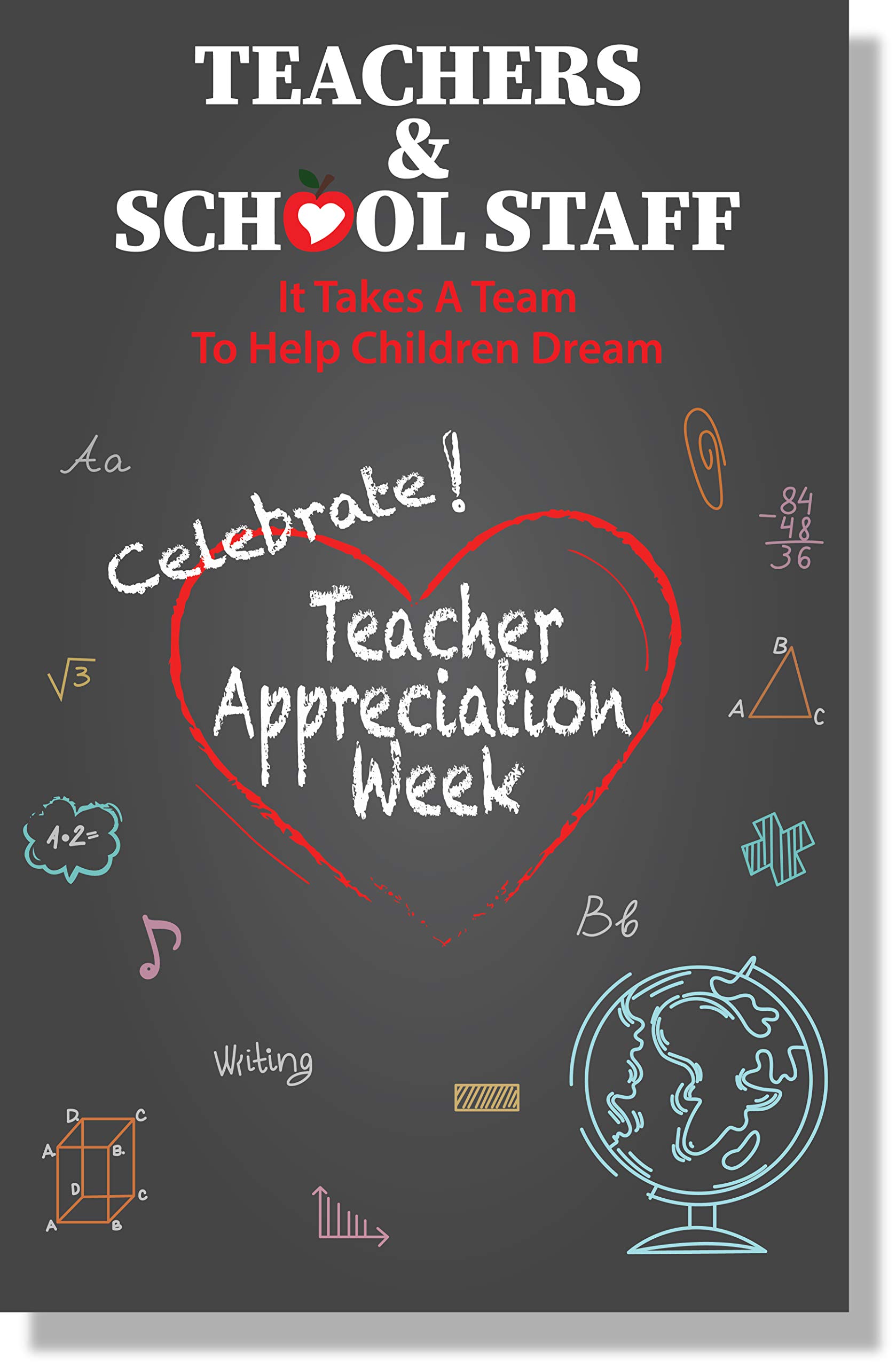 Teacher Appreciation Week Posters - 11x17 Inch Classroom Decor (Pack of 5) - Perfect for School Staff Celebrations, Thank You Gifts & Bulletin Board Displays