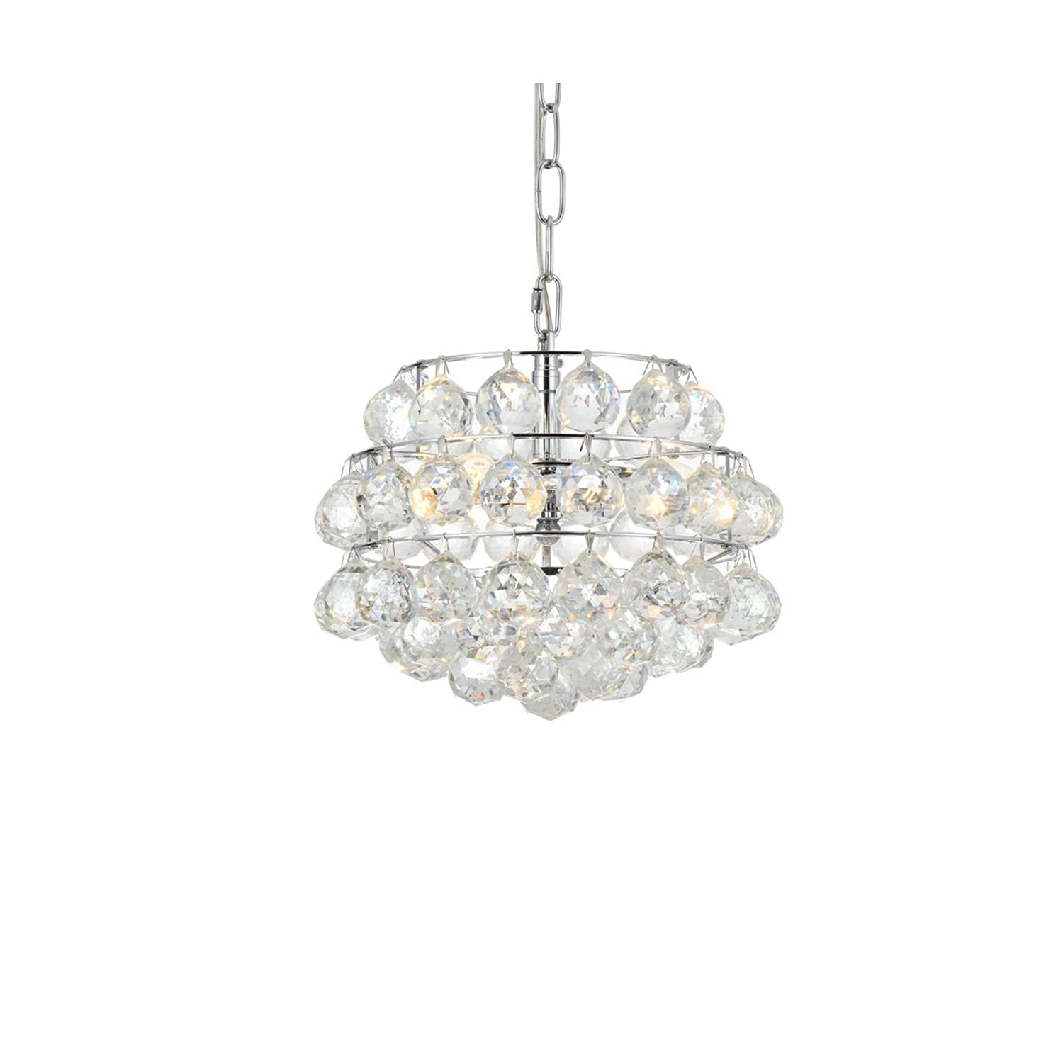 12 Inch Chrome Savannah Modern Pendant Light - Bright Indoor Ceiling Fixture for Living Room, Kitchen & Bedroom Decor
