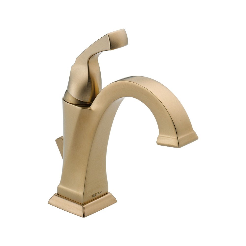 Delta Faucet Dryden Single Hole Bathroom Faucet - Gold Champagne Bronze Finish, Single Handle with Diamond Seal Technology & Metal Drain Assembly - Perfect for Modern Bathroom Vanities and Powder Rooms