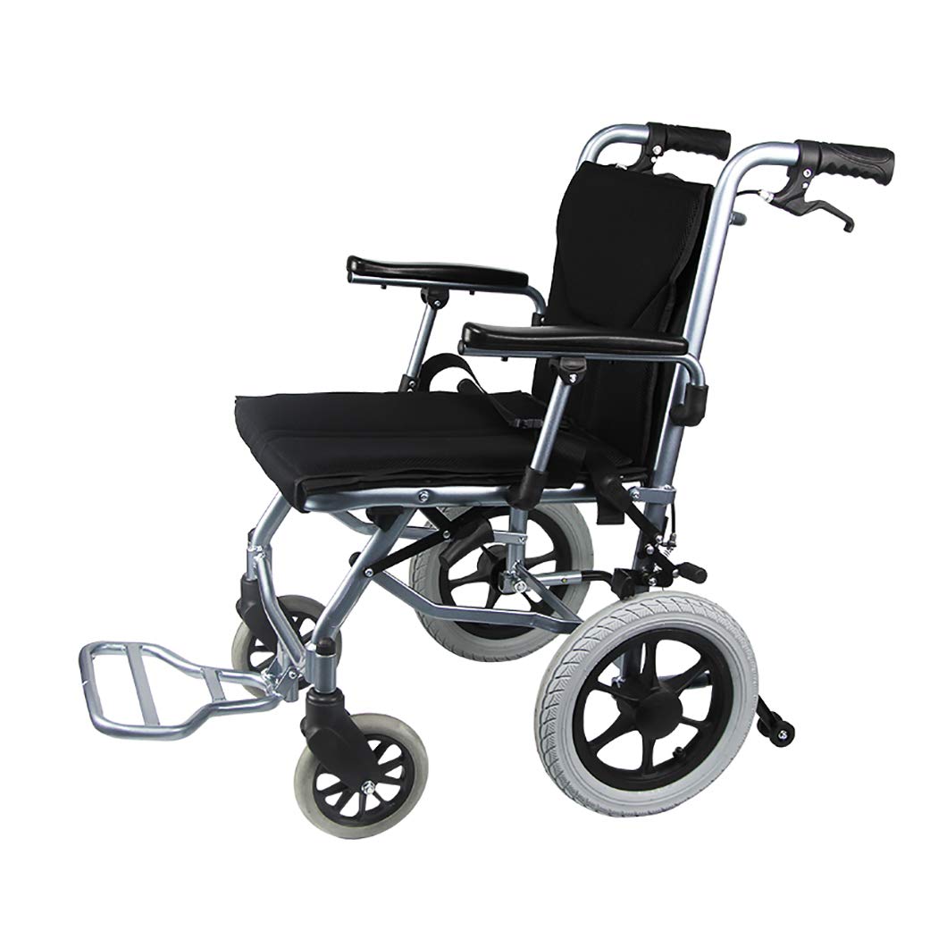 SYTH Aluminum Transport Wheelchair - Foldable Lightweight Wheelchair with 12