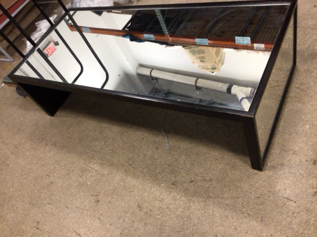 Vintage Mitchell Gold + Bob Williams Mirrored Coffee Table - Distressed Finish with Marks & Chips - Mid-Century Modern Living Room Decor for Stylish Home Interiors