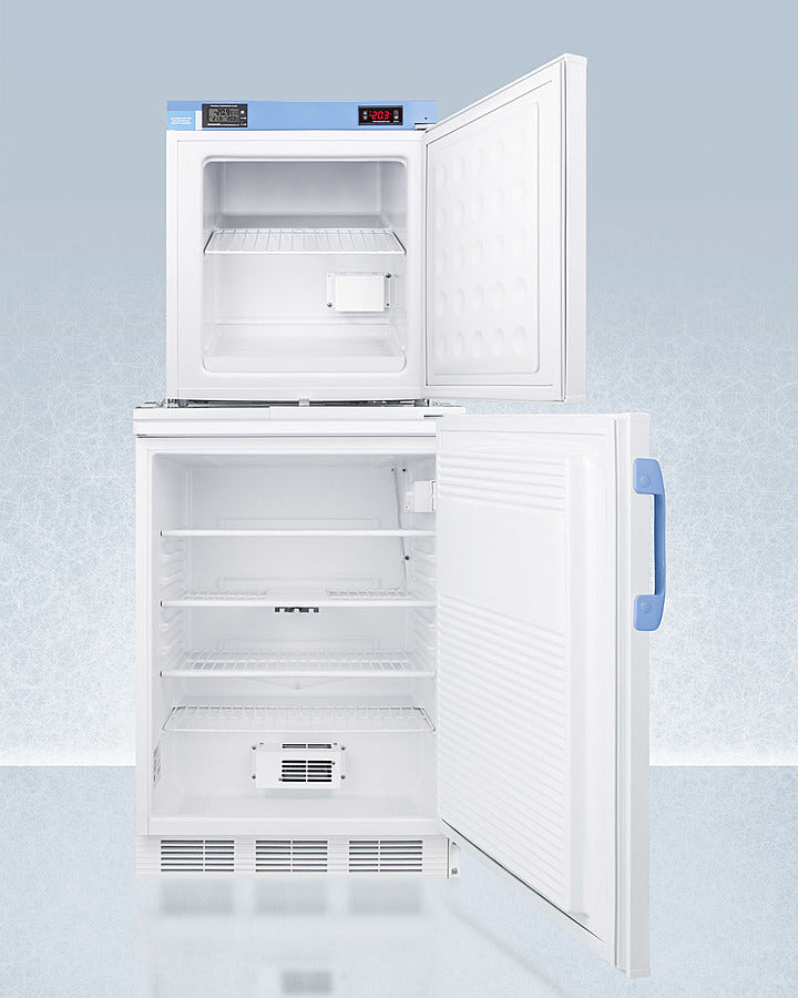 Accucold 24-Inch Wide All Refrigerator & Freezer Combo with Front Lock - FF7LW FS24LSTACKMED2 - Perfect for Restaurants, Labs, and Commercial Kitchens