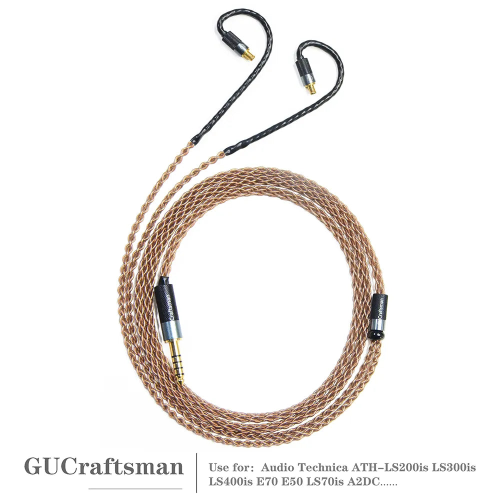 GUCraftsman 6N Single Crystal Copper Upgrade Cable for Audio-Technica ATH-LS200is LS300is LS400is E70 E50 LS70is A2DC Connector - High Fidelity Audio Replacement Wire for Enhanced Music Experience at Home/Studio/Travel