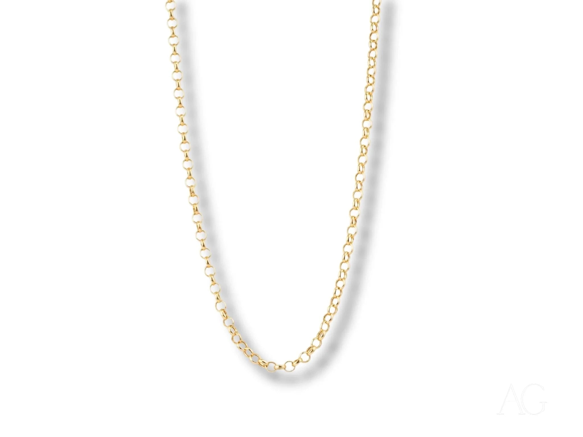 18K Gold Rolo Chain Necklace - 2.7mm Classic Round Link Design for Women, Men | Perfect for Layering, Gift Giving & Everyday Wear