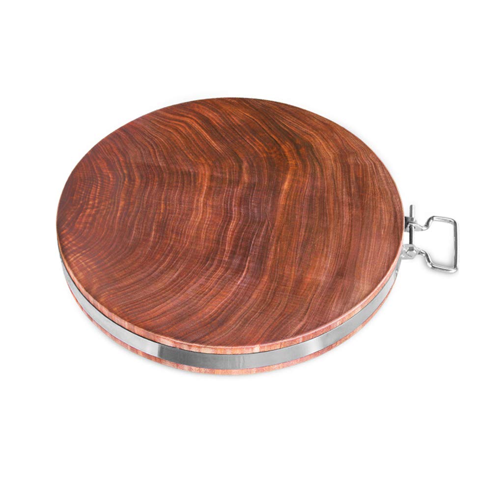 Premium Ironwood Reversible Round Cutting Board - Whole Wood Kitchen Chopping Board for Vegetables, Fruits, Meat - 4 Size Options with Bold Handle - Perfect for Meal Prep, Sushi Making & Entertaining
