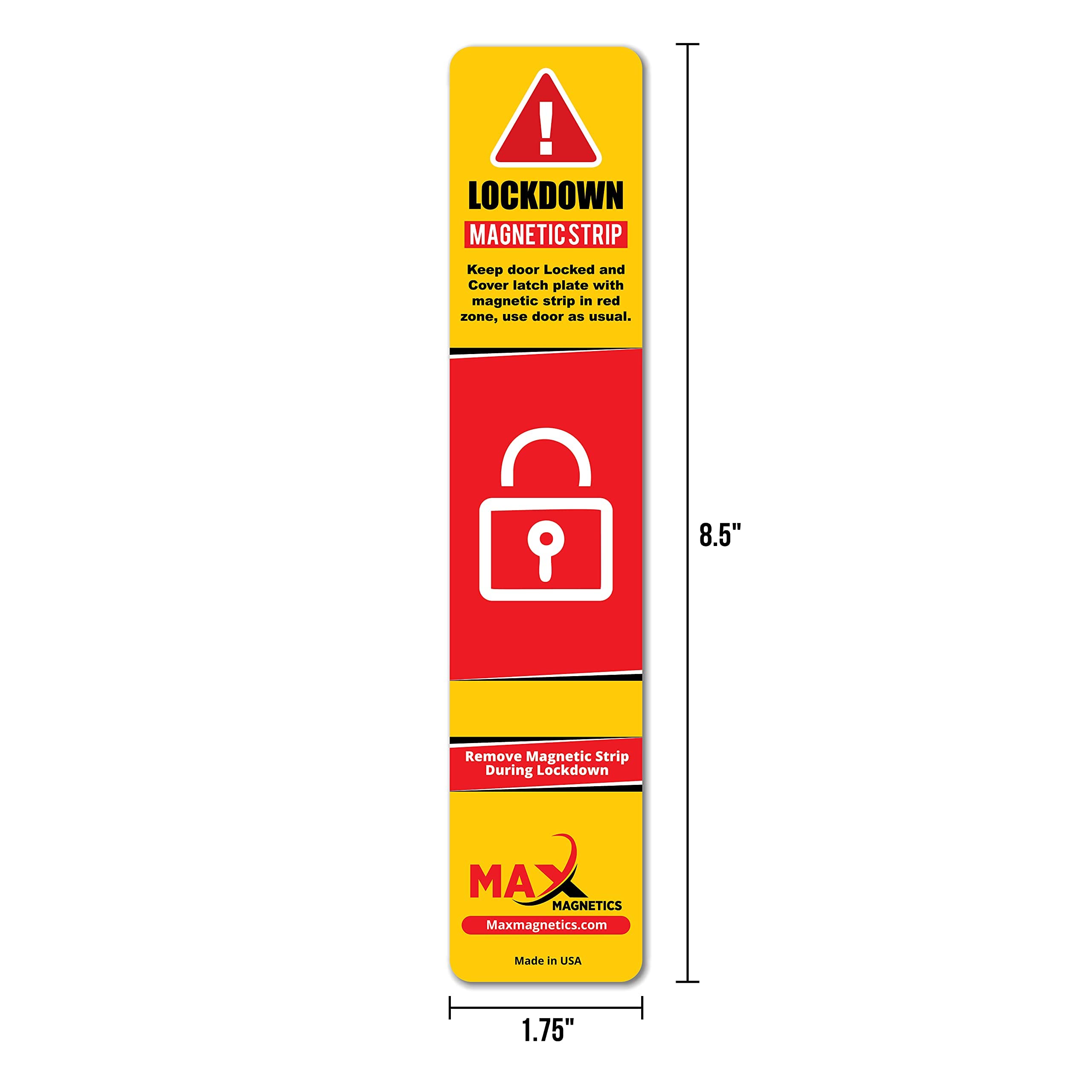 50 Pack Max Magnetics Lockdown Magnetic Strips for Door Frames - High-Density Security Strips for School, Office & Home - Strong Adhesive PVC Coated for Smooth Opening & Closing | Ideal for Classroom Safety, Office Security & Home Protection