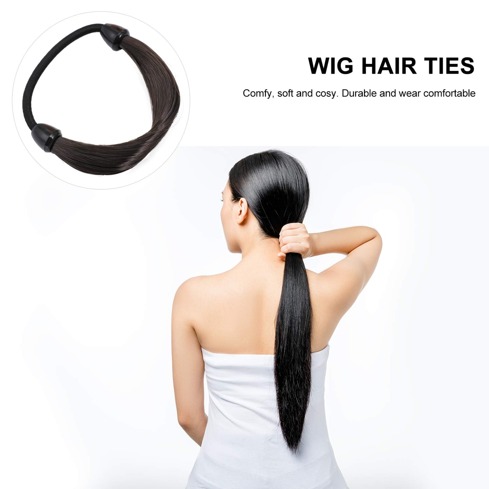 6-Piece Synthetic Wig Hair Ties - Elastic Ponytail Holders, Scrunchies & Hair Bands for Women & Girls (Natural Black) | Perfect for Daily Styling, Cosplay & Wig Maintenance