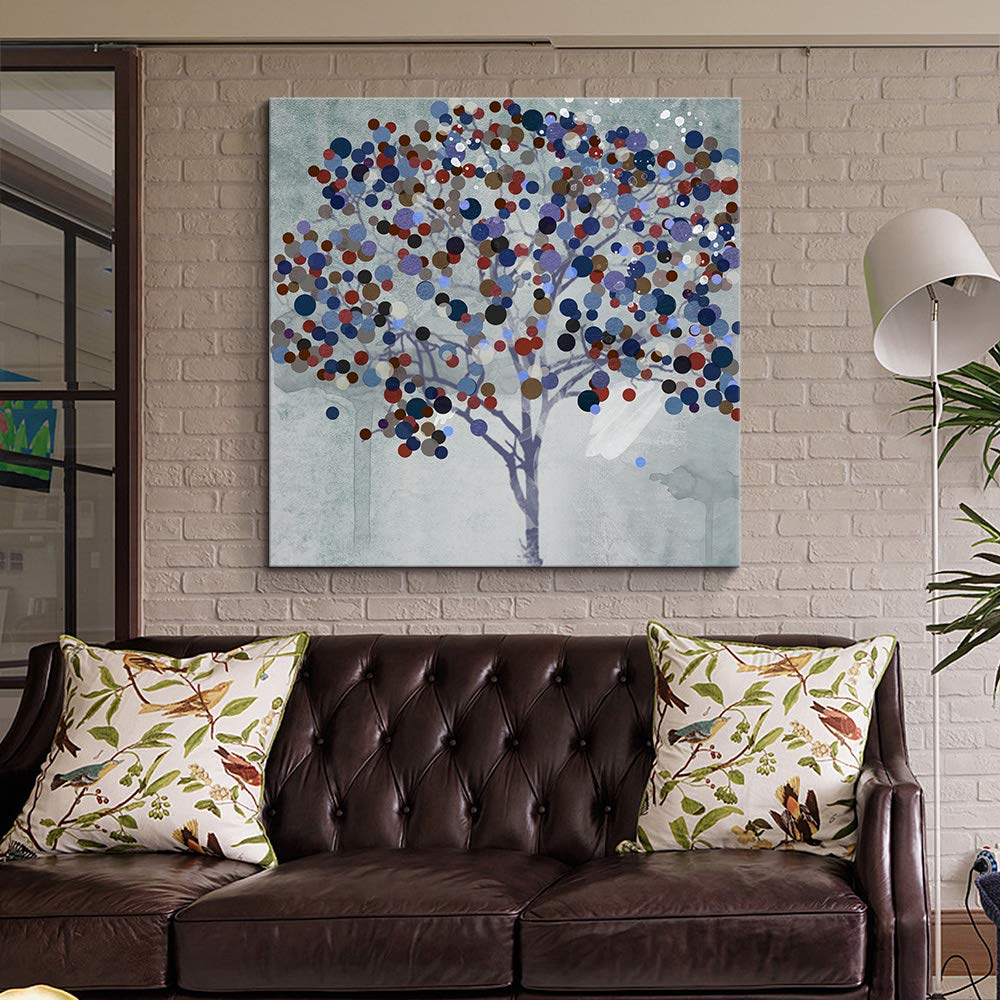Wall26 Canvas Wall Art - Happy Tree Giclee Painting - 16x16 Inches - Perfect for Bedroom, Living Room, and Home Decoration