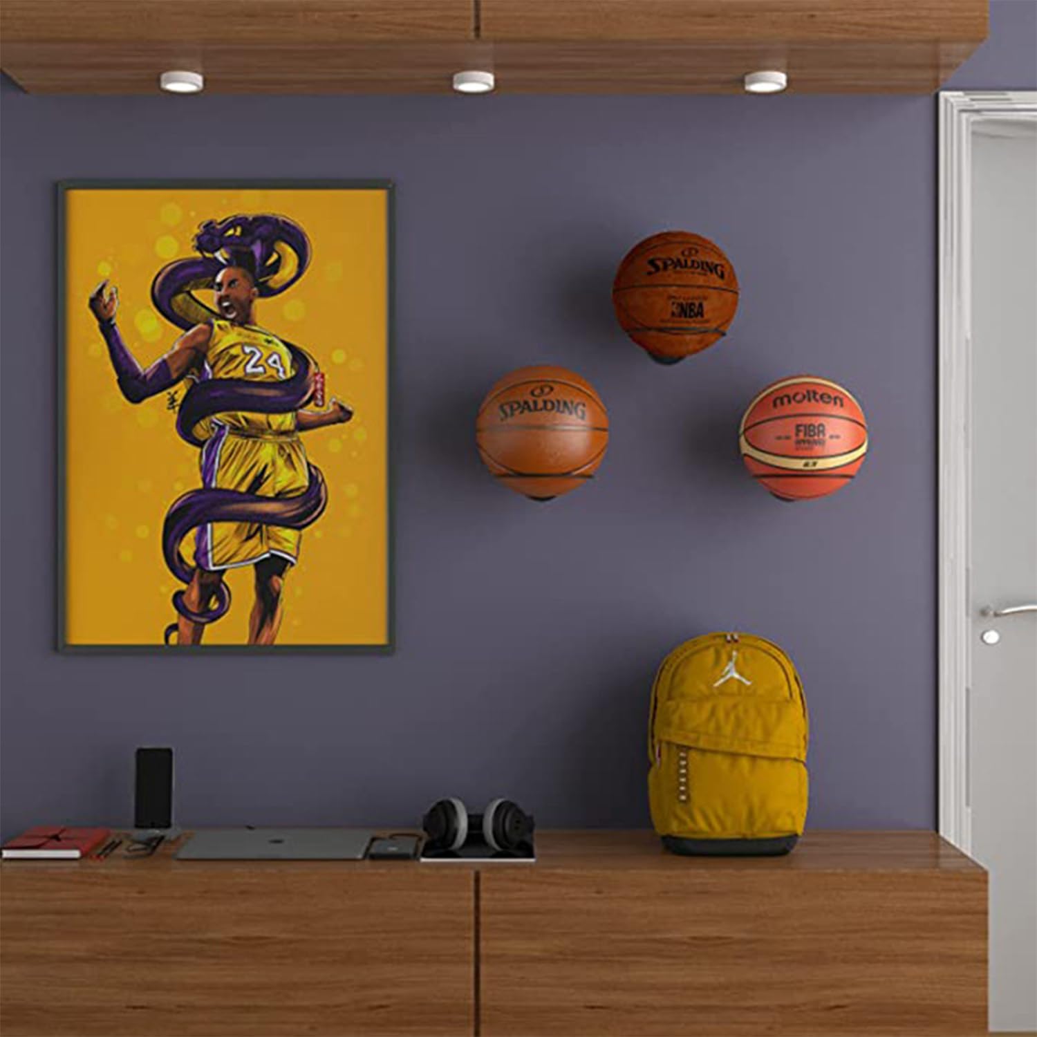 Universal Metal Basketball Wall Mount - Storage for Basketball, Soccer, Volleyball & Fitness Balls - Perfect for Home & Gym Use