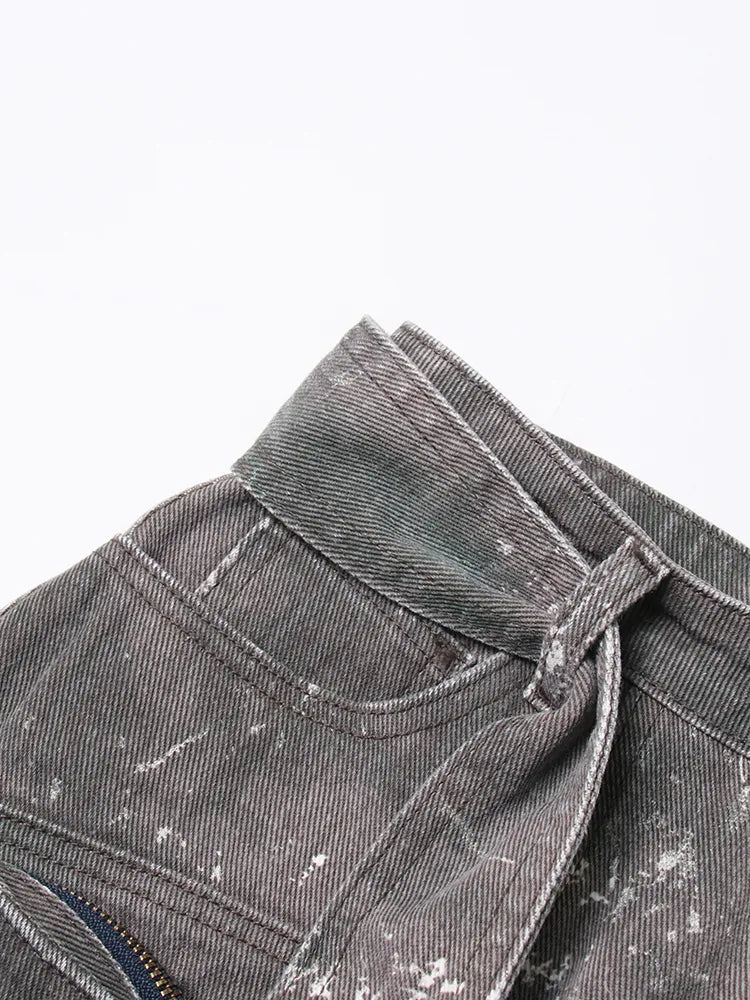 Women's High Waist A-Line Denim Skirt - Short Length Patchwork Camouflage Design with Lace Up Detail | Summer Fashion Casual Wear for Outings, Dates & Street Style