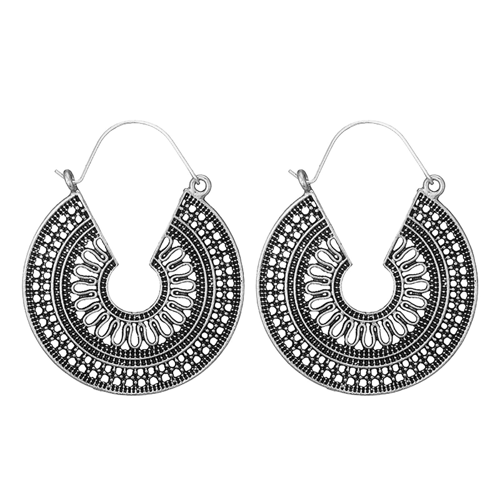 AAOCLO Boho Sterling Silver Hoop Earrings for Women - Enamel Vintage Drop Earrings with Stone Accents | Perfect for Casual Wear, Parties & Gift Giving (Color C, One Size)