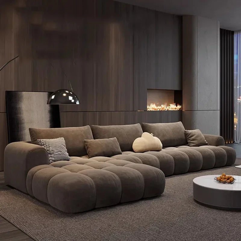 Stretch Puffs Modular Sectional Sofa Set - Comfortable Modern L-Shaped Couch for Living Room, Lounge & Home Theater