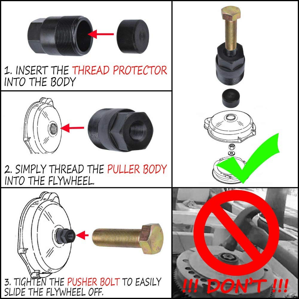Auto-Man Flywheel Puller Removal Tool 91-849154T1 & Lift Ring 91-90455-1 - Compatible with Mercury, Mariner, Force, Yamaha Outboard Motors - Essential Marine Engine Repair Tool for DIY Mechanics and Boat Maintenance