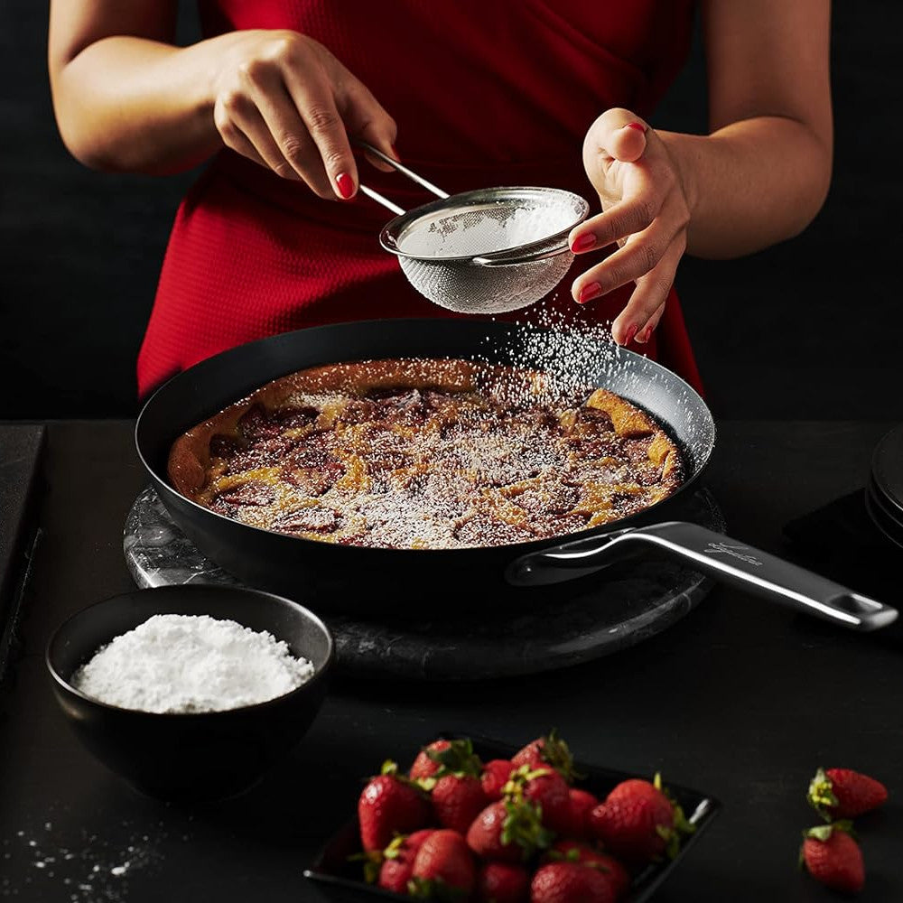 LAGOSTINA L700040128 28cm Blue Carbon Steel Skillet - Professional Non-Stick Frying Pan for Searing, Sauteing & Stir-Frying - Perfect for Home & Restaurant Cooking