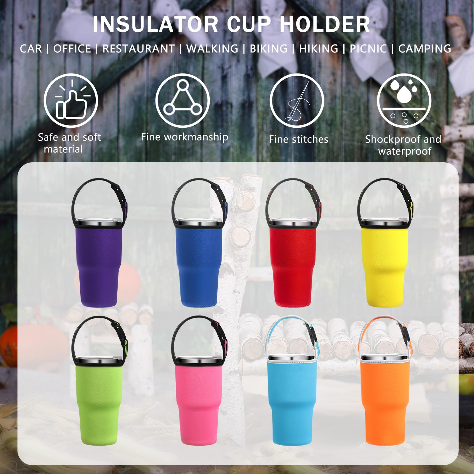30oz Insulated Tumbler Carrier with Adjustable Shoulder Strap - Reusable Neoprene Cup Holder Pouch for Hot & Cold Drinks - Perfect for Travel, Gym, Hiking and Outdoor Activities