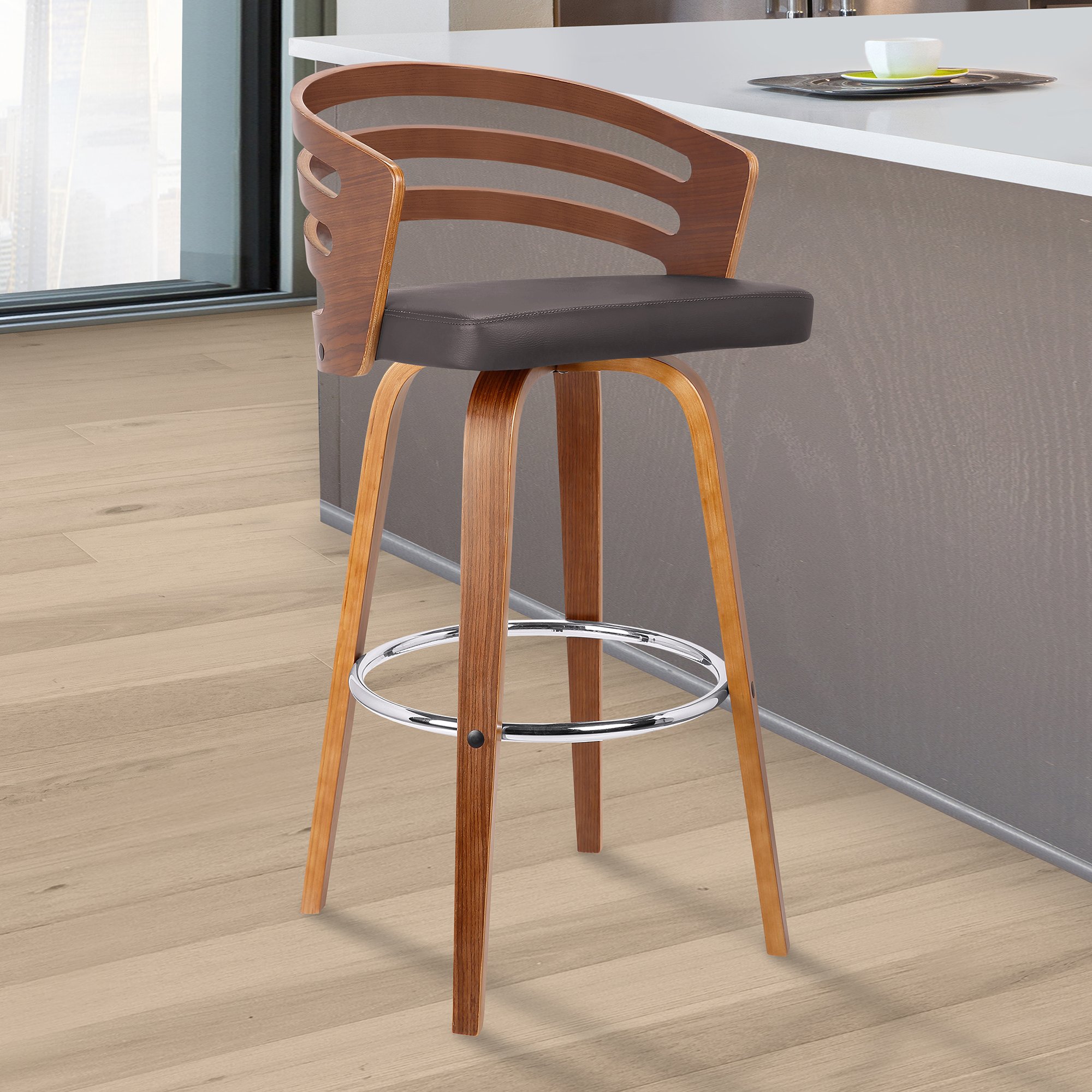 Armen Living Jayden Mid Century Modern Swivel Bar Stool - 26