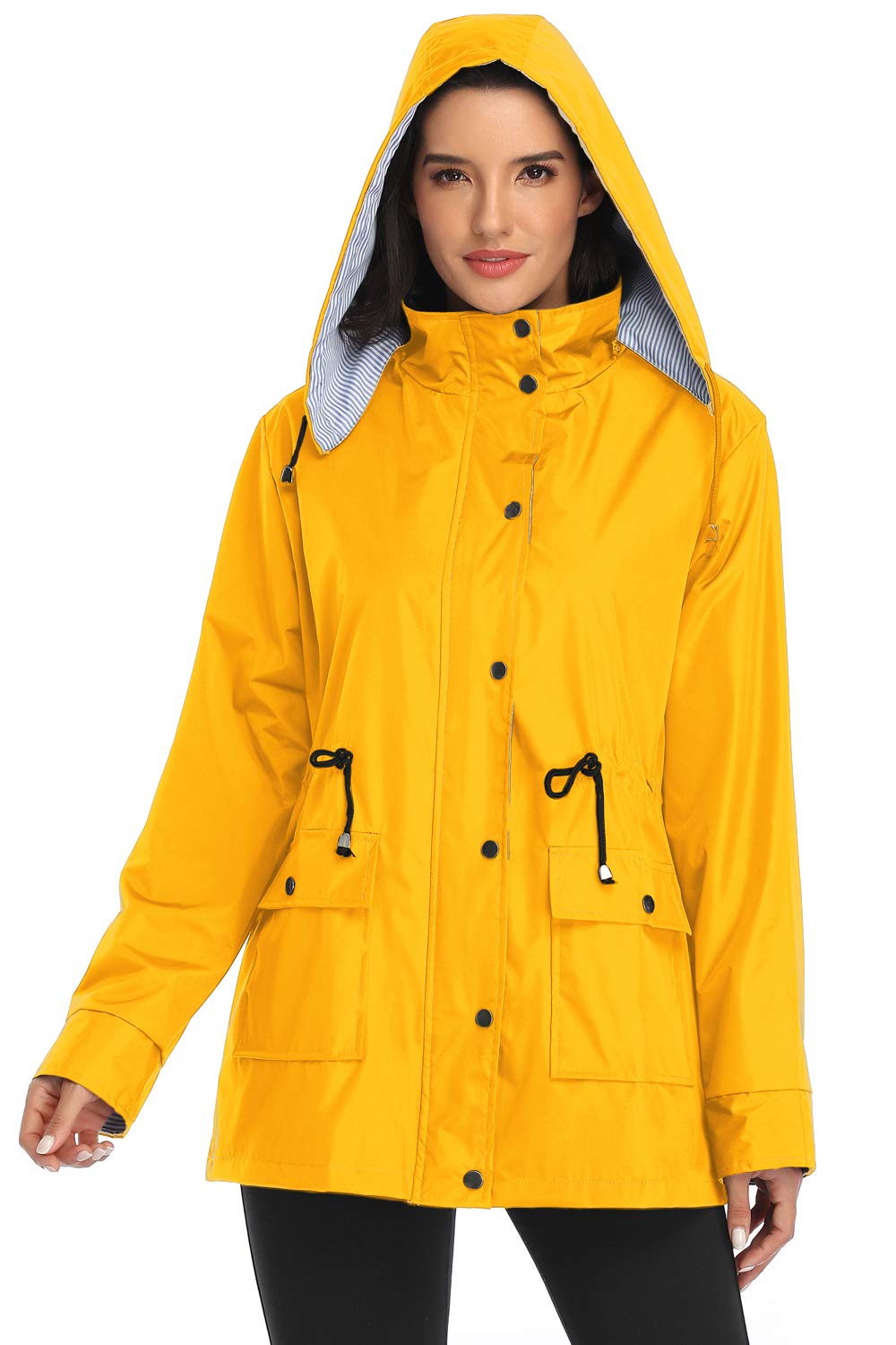 Arthas Women's Lightweight Waterproof Rain Jacket with Hood - Windproof Outdoor Trench Coat for Hiking, Travel & Commuting - Plus Size Raincoat for Women & Girls