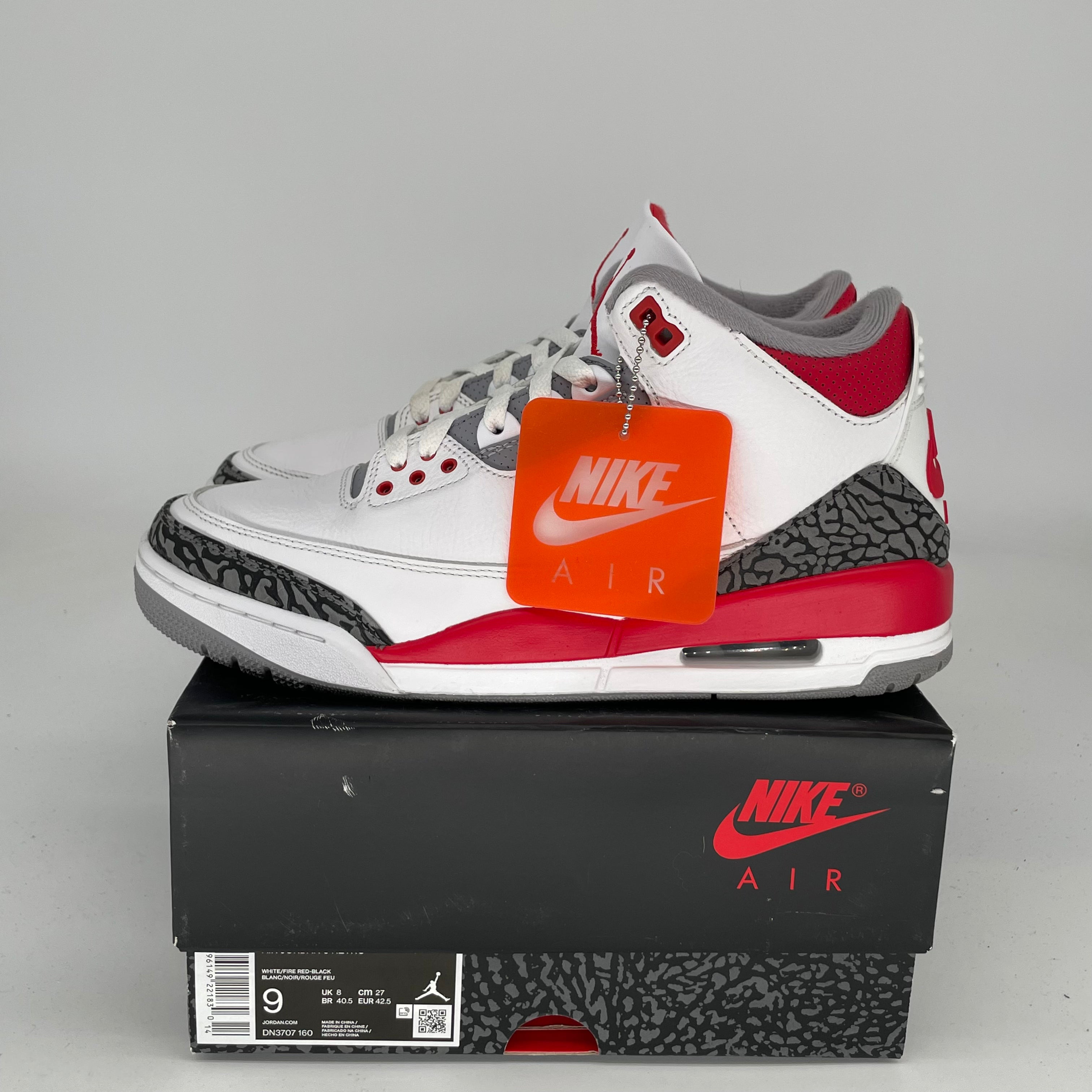 AIR JORDAN 3 Retro Fire Red Men's Basketball Shoes Size 9 - DN3707-160 | Authentic Sneakers for Sports, Streetwear & Casual Outfits