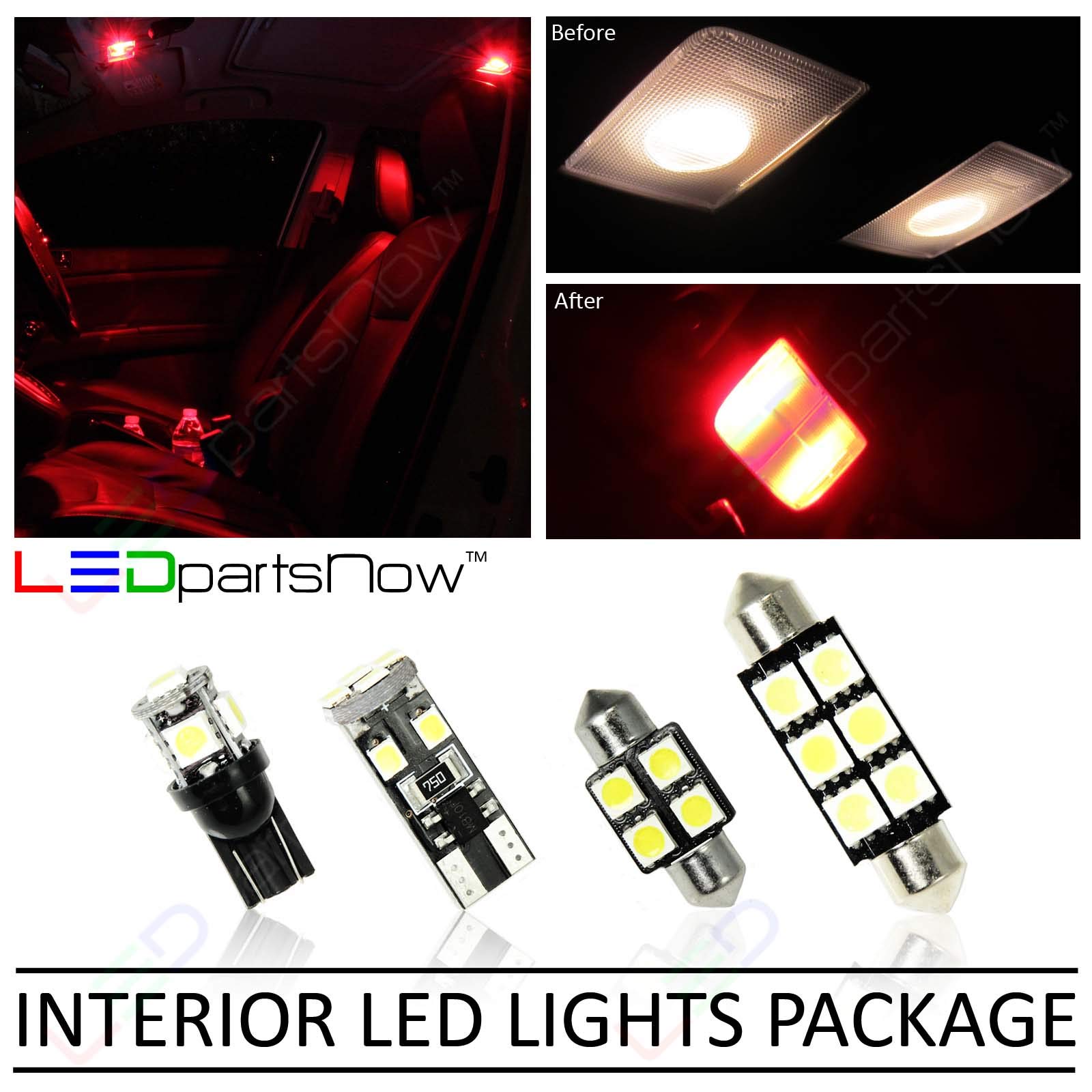 2013-2015 Chevy Malibu LED Interior Light Kit - 11 Piece Red Bulb Replacement Set | Upgrade Your Car Lighting for Night Driving & Interior Ambience