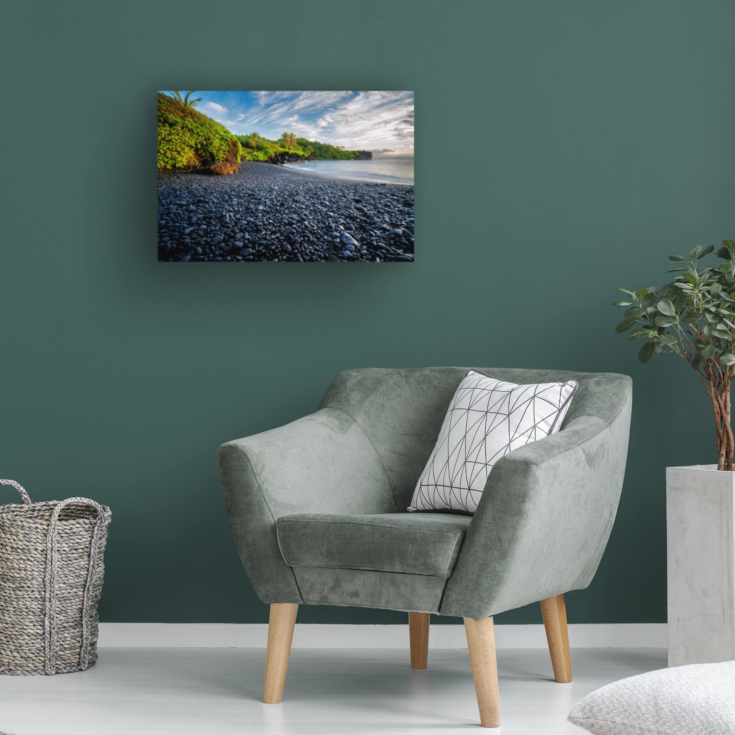 Dennis Frates 'Black Sand Beach 3' Canvas Wall Art Print - Stunning Coastal Landscape Painting for Living Room, Bedroom & Office Decor