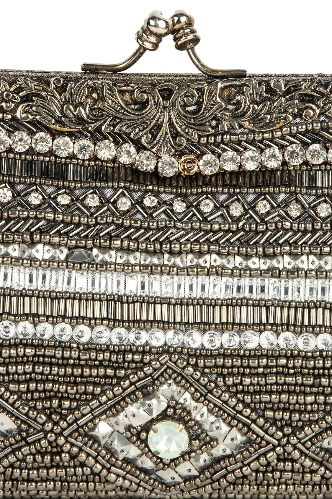 Emily Gray & Silver Brass Frame Evening Bag - Elegant Clutch for Women, Perfect for Parties, Weddings, and Formal Events