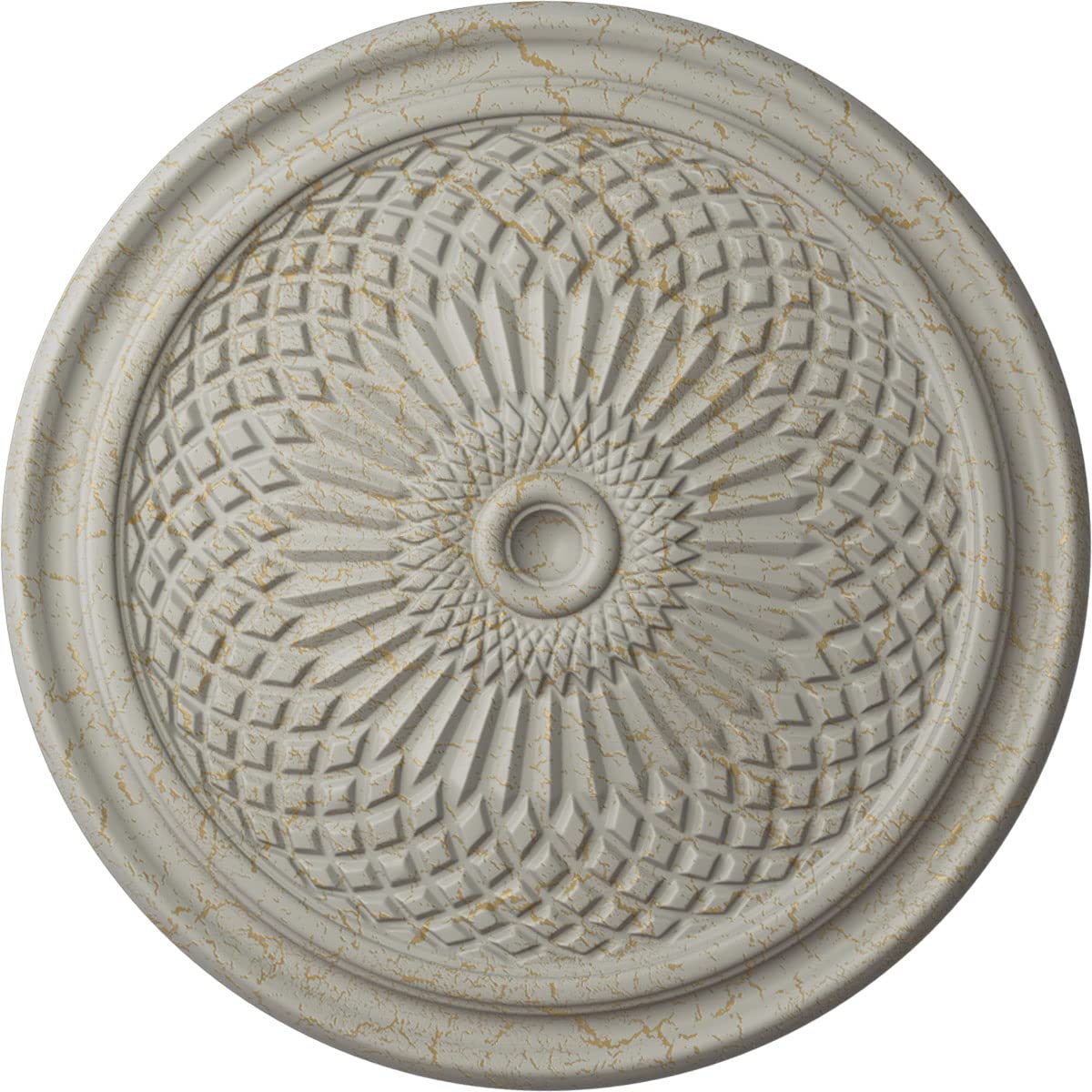 Ekena Millwork CM22TNPCC Trinity Ceiling Medallion - 22 Inch Diameter, 1.75 Inch Projection - Fits 3 Inch Canopies - Hand-Painted Pottery Cream Crackle Finish - Perfect for Dining Rooms, Foyers & Victorian Home Decor