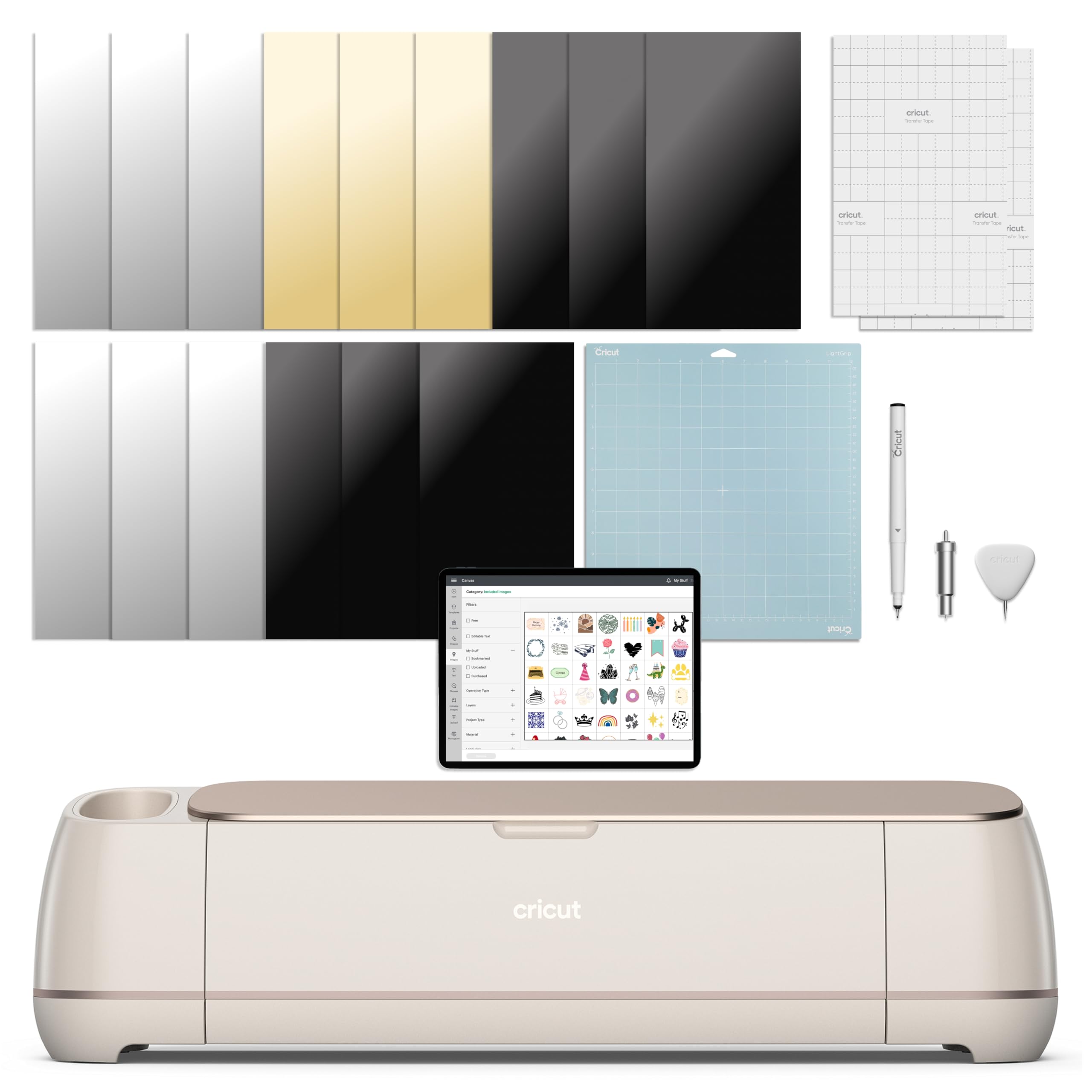 Cricut Maker 4 Smart Cutting Machine - Wireless DIY Crafting Tool with 10x Cutting Force (Seashell) | Includes Digital Design Bundle & Free Images for Design Space App | Perfect for Vinyl Cutting, Card Making & Home Decor Projects