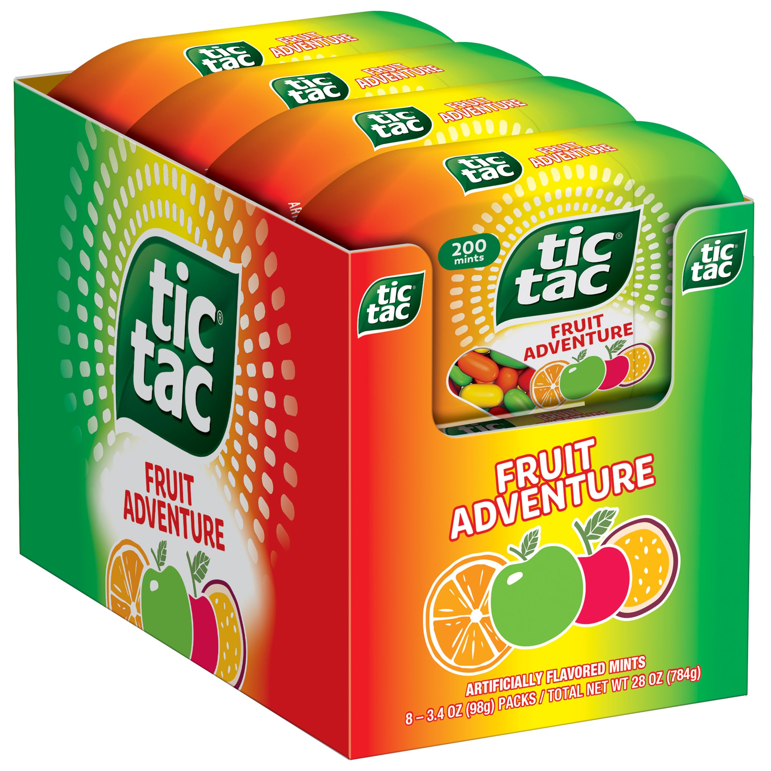 Tic Tac Fruit Adventure Mints - 8 Pack (3.4 Oz Each) - Refreshing Breath Mints for On-The-Go, Travel, Office & Fresh Breath All Day - Assorted Fruit Flavors