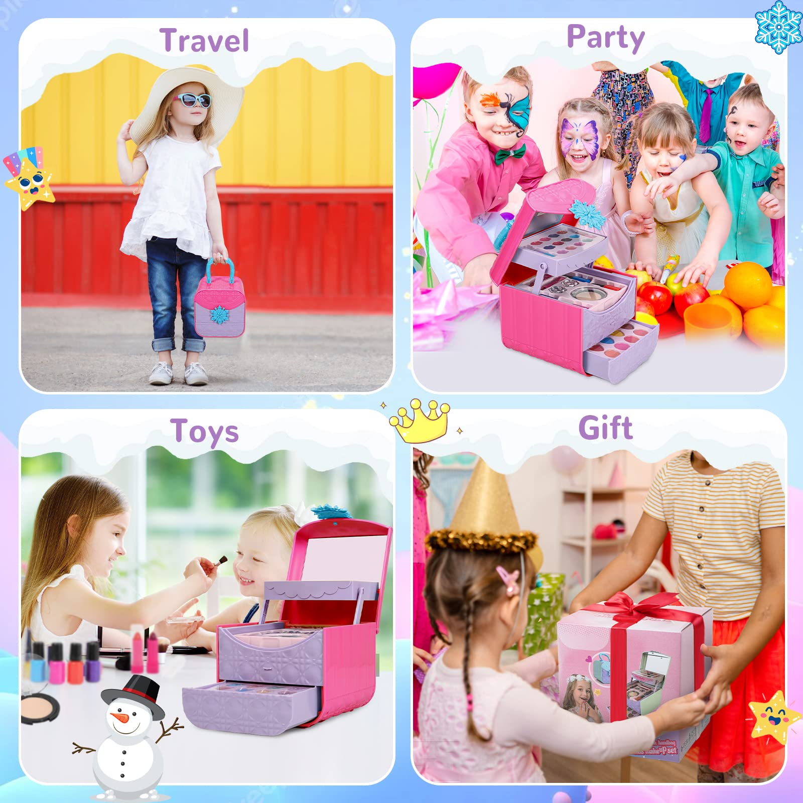 Barbie Makeup Kit for Girls - Non Toxic Easter & Christmas Gift for 4-10 Year Olds - Perfect for Dress Up & Role Play