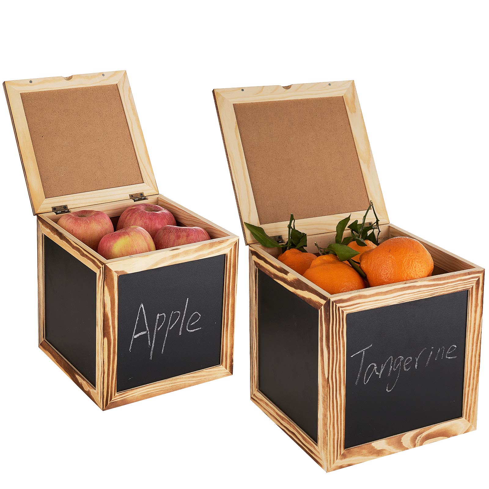 Set of 2 Rustic Wooden Storage Boxes with Chalkboard Paint (7.9