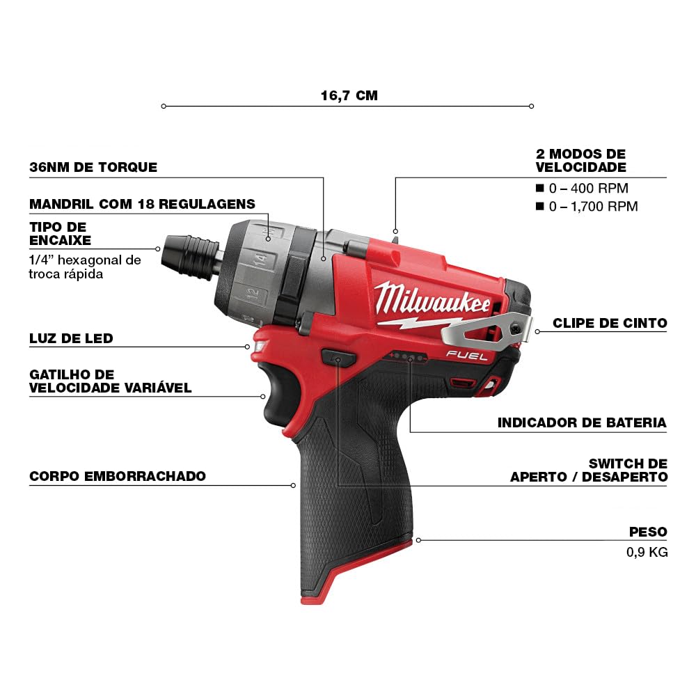 Milwaukee 12V Cordless Screwdriver with 1/4-Inch Hex Chuck - Compact Power Tool for DIY Projects & Home Repairs (Model 2402-20) - Perfect for Furniture Assembly, Cabinet Installation & Electrical Work
