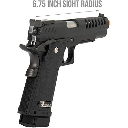 Lancer Tactical WE 1911 Hi-Capa Hyper Speed Gas Blowback Airsoft Pistol - Black - 330 FPS - Realistic Training & Competitive Airsoft Games