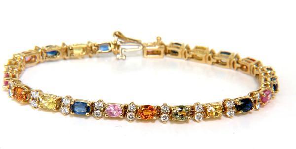 7.80ct Natural Sapphire & Diamond Bracelet in 14K Gold - Multicolor Gemstone Jewelry for Women, Perfect for Weddings, Anniversaries & Special Occasions