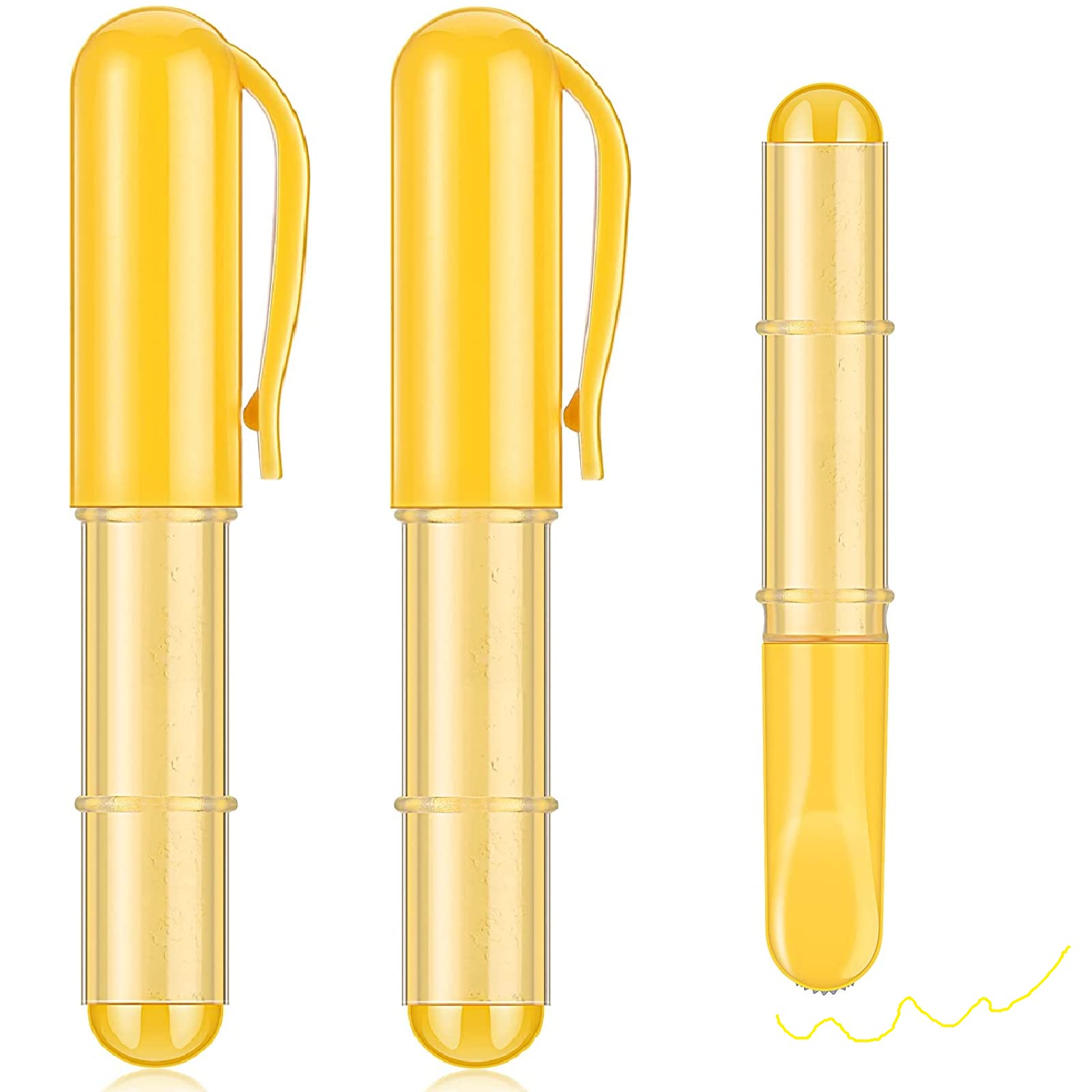 SATINIOR 2 Pack Refillable Fabric Chalk Markers - Yellow Sewing Marking Pens with Dosing Wheel for Quilting, Tailoring & DIY Projects | Erasable Chalk Pens for Cotton, Linen & Fabric | Perfect for Precise Pattern Marking & Sewing Guides