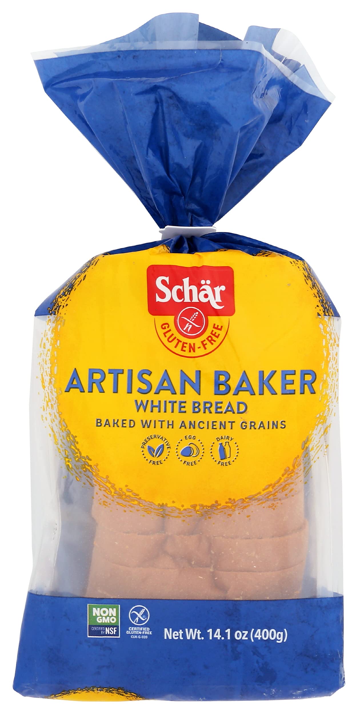 Schar Artisan White Bread - Gluten Free, 14.1 oz (Pack of 1) | Soft & Delicious Allergy-Friendly Bread for Sandwiches, Toast & Baking