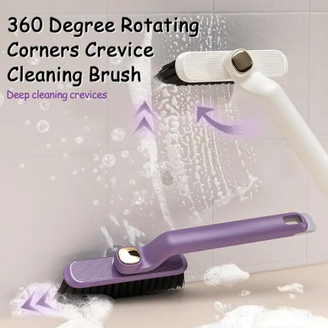 360 Degree Rotating Crevice Cleaning Brush Set - 5 Pack Multi-Purpose Hard Bristle Brushes for Tile, Bathroom, Kitchen & Hard-to-Reach Areas (Purple, Color May Vary) - Perfect for Grout Cleaning, Shower Tiles & Tight Spaces