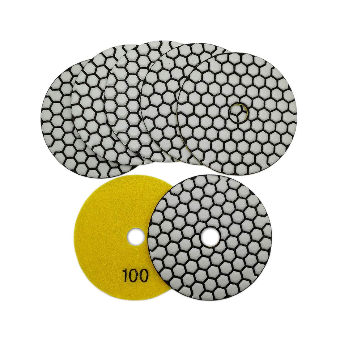 **SHDIATOOL 4-Inch Dry Diamond Polishing Pads Set - 7Pcs Grit 100 for Granite, Marble, Stone - Professional Grinding & Sanding Discs for Countertops, Floors & DIY Projects**