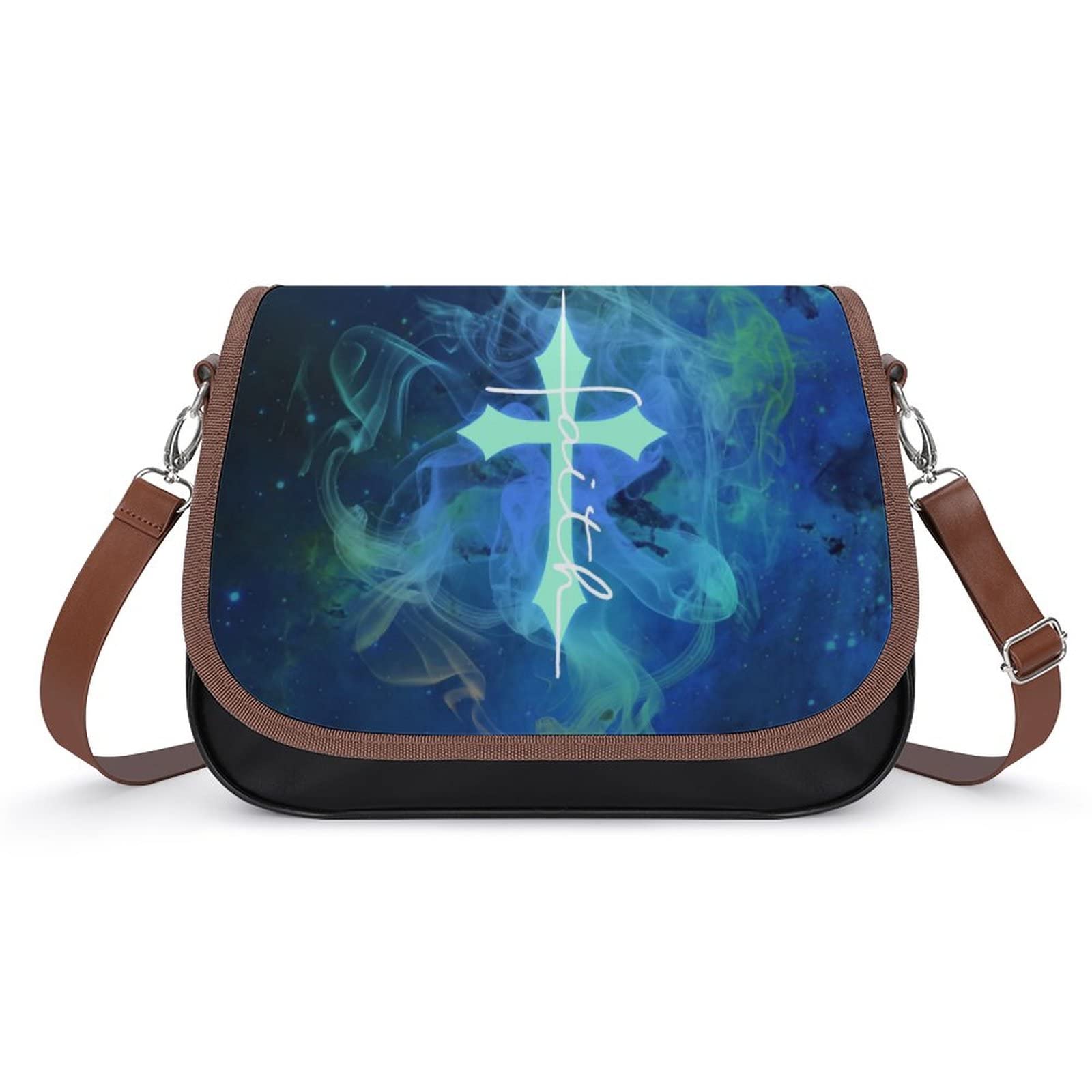 Stylish Medium Crossbody Bags for Women - Printed Shoulder Messenger Purse with Adjustable Strap, Fashion Satchel in Faith Blue | Perfect for Work, Travel & Everyday Use